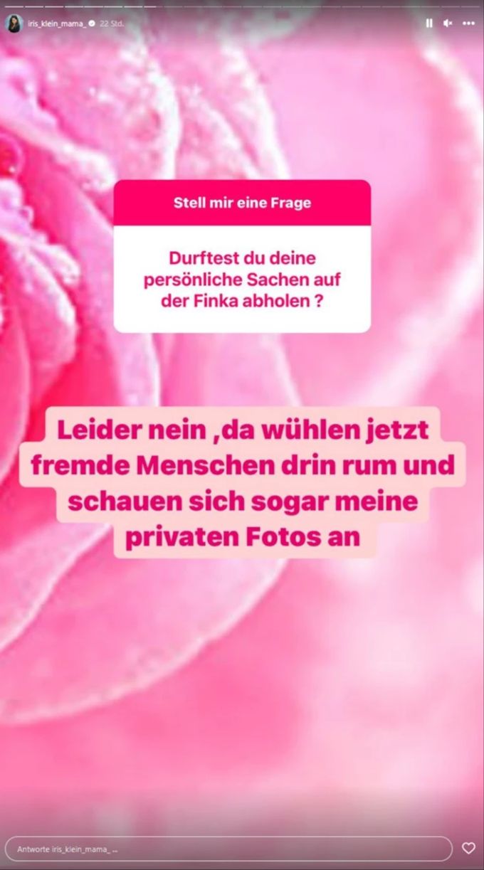 Iris Klein beantwortet auf ihrem Insta-Kanal Fan-Fragen. Iris Klein