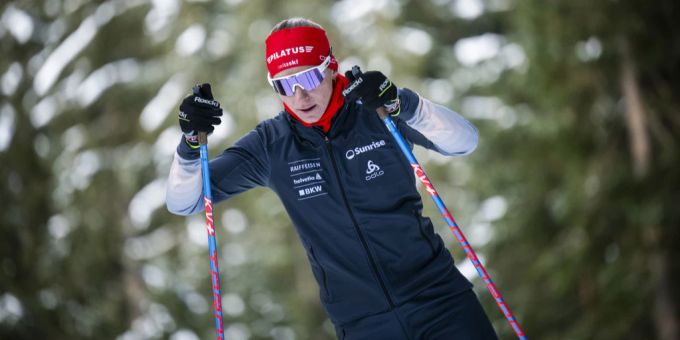 Nadine Fähndrich vom Schweizer Langlauf-Team beim Training. nadine fähndrich langlauf