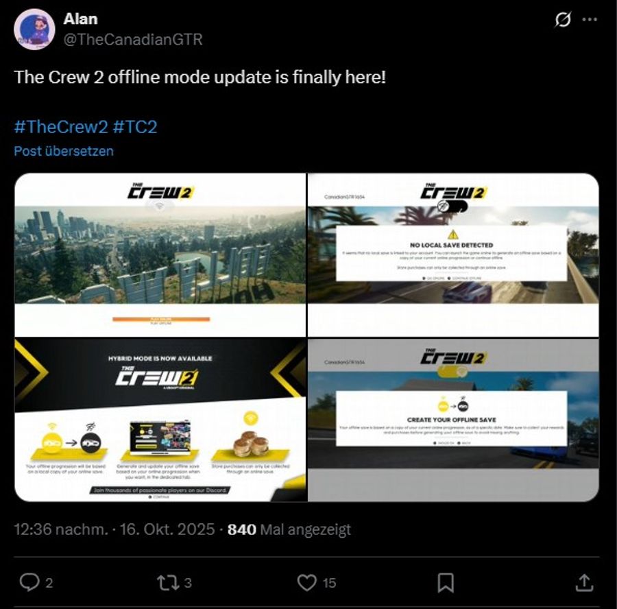 The Crew 2 Tweet