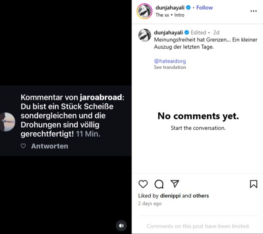 Einige der Hass-Kommentare gegen Dunja Hayali.