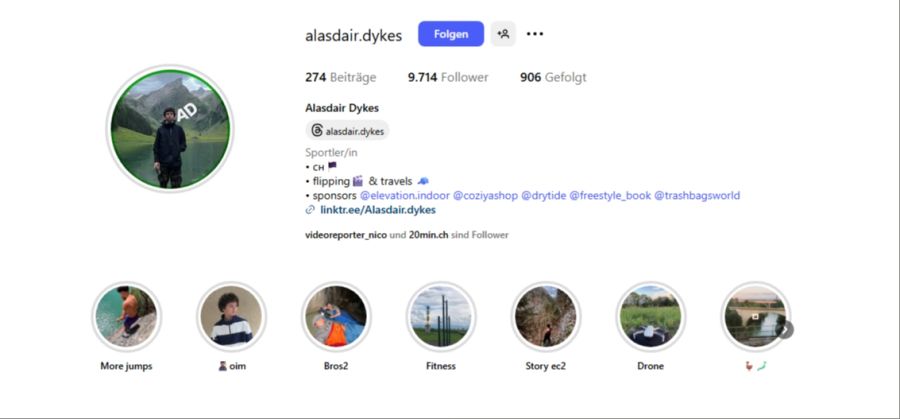 Auf Instagram weist der 17-Jährige diverse Sponsoren auf.