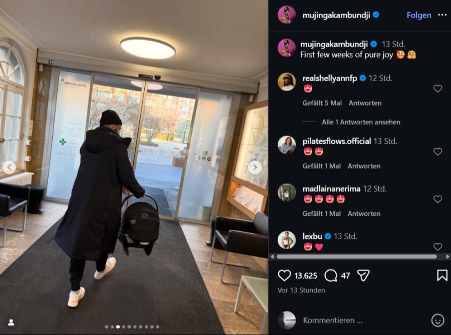 Mujinga Kambundji teilt auf Instagram intime Einblicke in die ersten Wochen mit ihrem Baby.