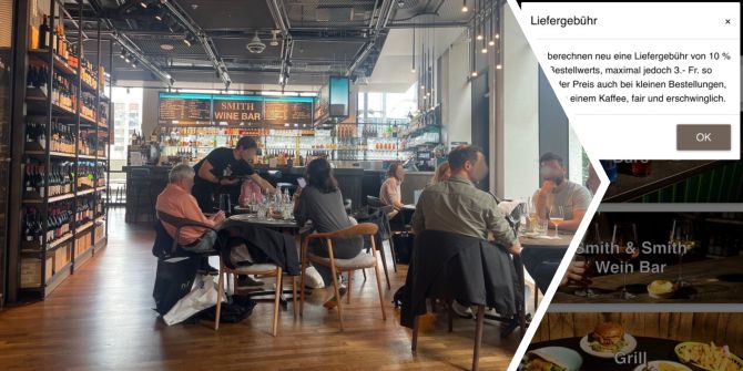 Bar und Liefergebühr Nachricht