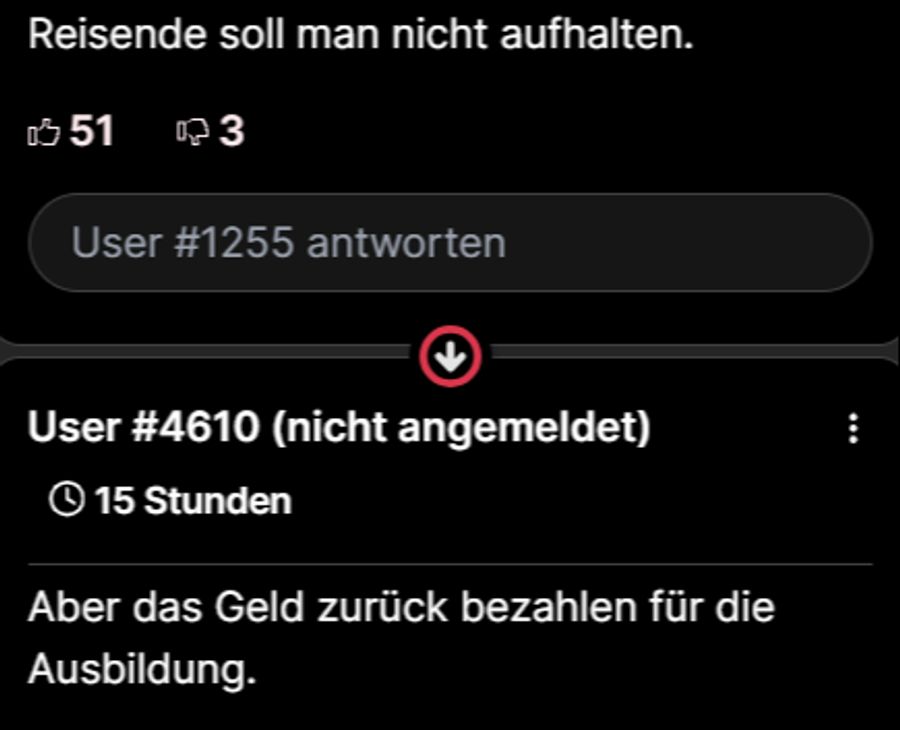 Ein weiterer Leser schliesst sich an.