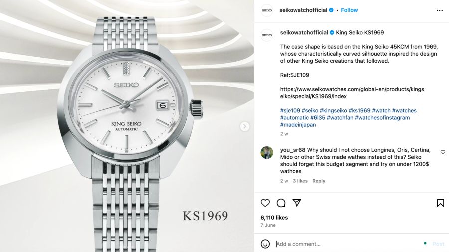 Seiko Uhr, Edelstahl, Instagram.