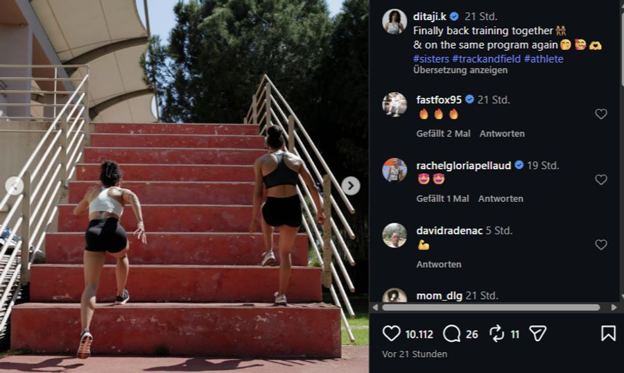 Die Sprinterin gibt ihr Comeback wohl im Sommer, während Hürdensprint-Weltmeisterin Ditaji im Mai im Einsatz stehen wird.