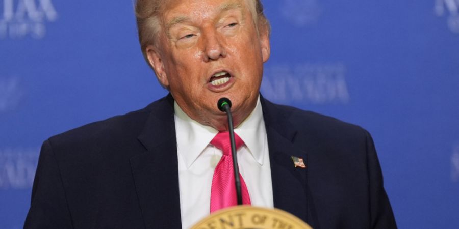 US-Präsident Donald Trump sprichtnbei einer Veranstaltung am runden Tisch über die Abschaffung der Trinkgeldsteuer. Foto: Alex Brandon/AP/dpa