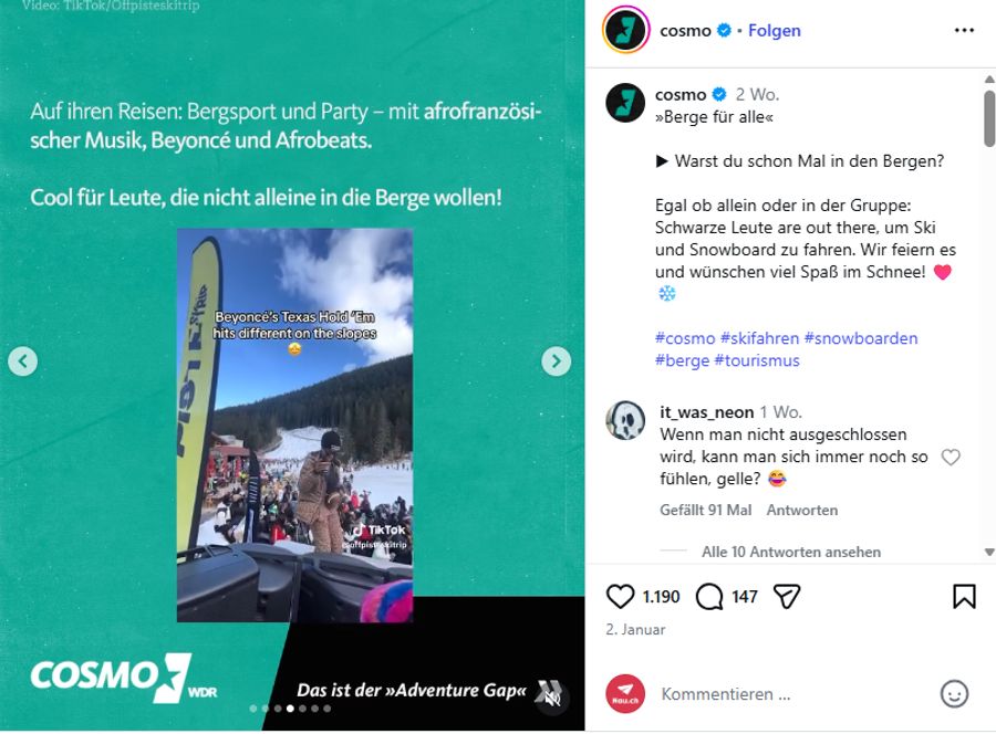 Afrobeats sollten gezielt Schwarze in die Berge locken.