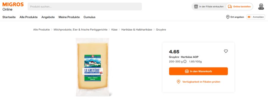 Hierzulande zahlt man deutlich weniger für Schweizer Käse.