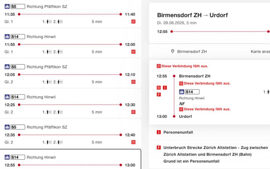Die durch den Unfall entstandenen Einschränkungen dauerten bis etwa 14 Uhr und betrafen die Linien S5 und S14.