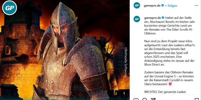 Auch wenn die offizielle Ankündigung noch aussteht: Insider glauben, das Erscheinungsdatum vom «Oblivion»-Remake bereits zu kennen. oblivion remake