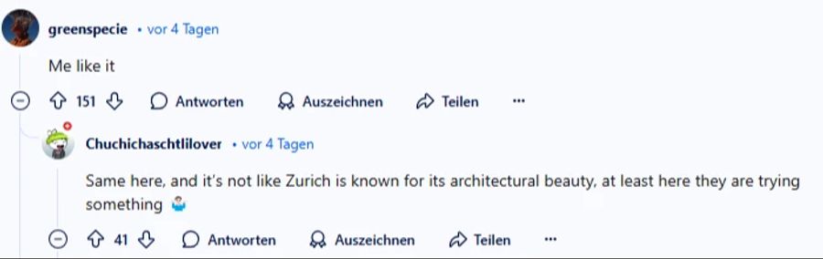 Der Aufstockungsbau spaltet die Gemüter: Einige «mögen» ihn auch und finden, «zumindest probieren sie hier etwas».