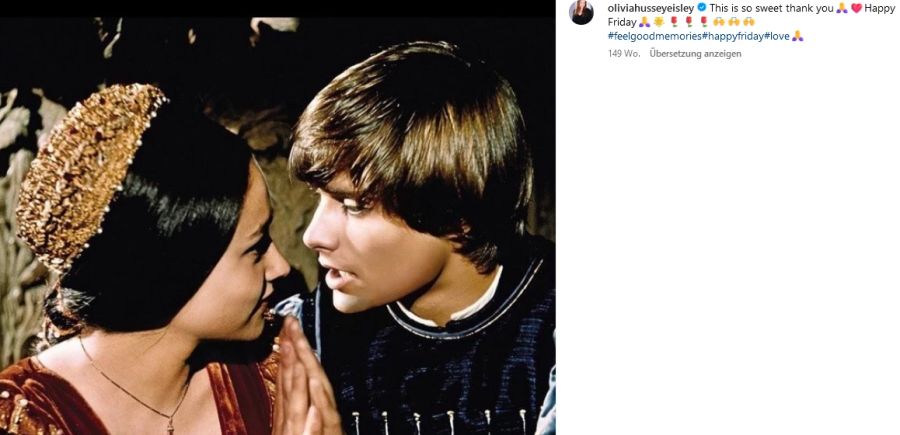 Olivia Hussey als «Julia» an der Seite von «Romeo».