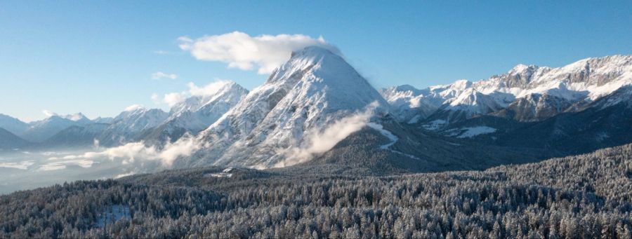 Wald Berg Panorama Winterlandschaft