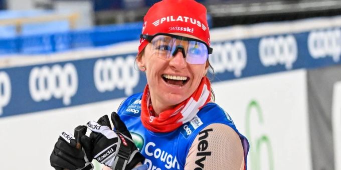Nadine Fähndrich kann über einen weiteren Podestplatz jubeln. Nadine Fähndrich Langlauf.