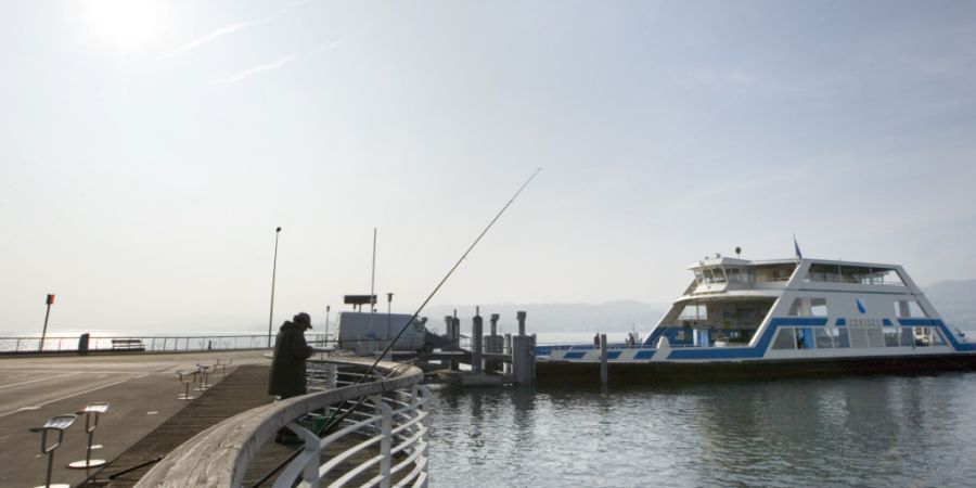 Wegen dem tiefen Wasserstand des Zürichsees wird die Verladerampe zur Zürichsee-Fähre immer steiler. (Archivbild)