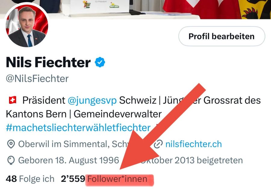 Konkret nervt sich der Berner Grossrat über die Bezeichnung Follower*innen.