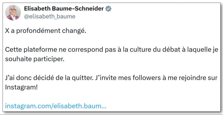 Elisabeth Baume-Schneider X Instagram