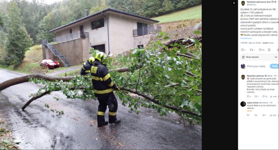 In Tschechien steht die Feuerwehr im Dauereinsatz.