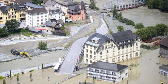 Hochwasser Überschwemmung Siders Chippis