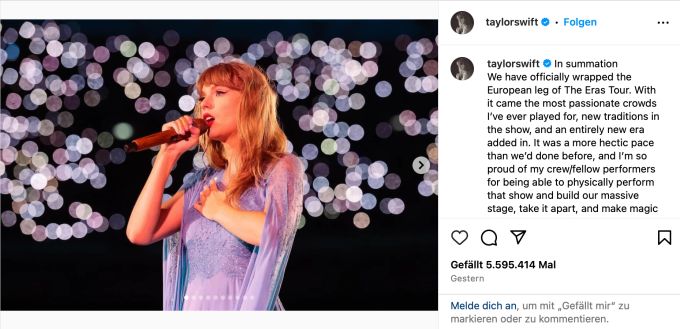 Taylor Swift postet auf Instagram ihre Gefühle zu den gecancelten Shows in Wien. Taylor Swift Konzertabsage