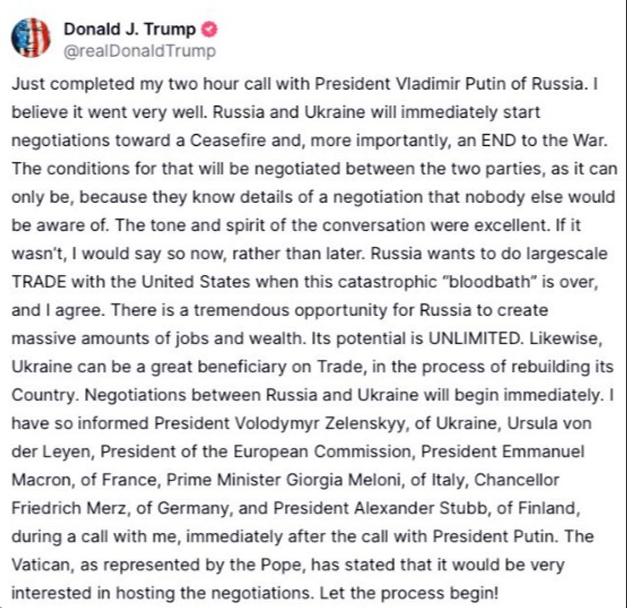 Trump Truth Social Ukraine