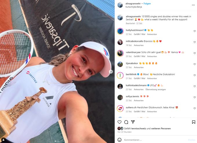 Alina Granwehr gewinnt das ITF-W15-Turnier im serbischen Kursumlijska Banja. Alina Granwehr