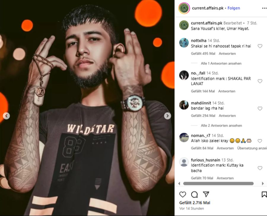 Der mutmassliche Mörder, ihr Cousin Umar Hayat, hat die Tat gestanden.
