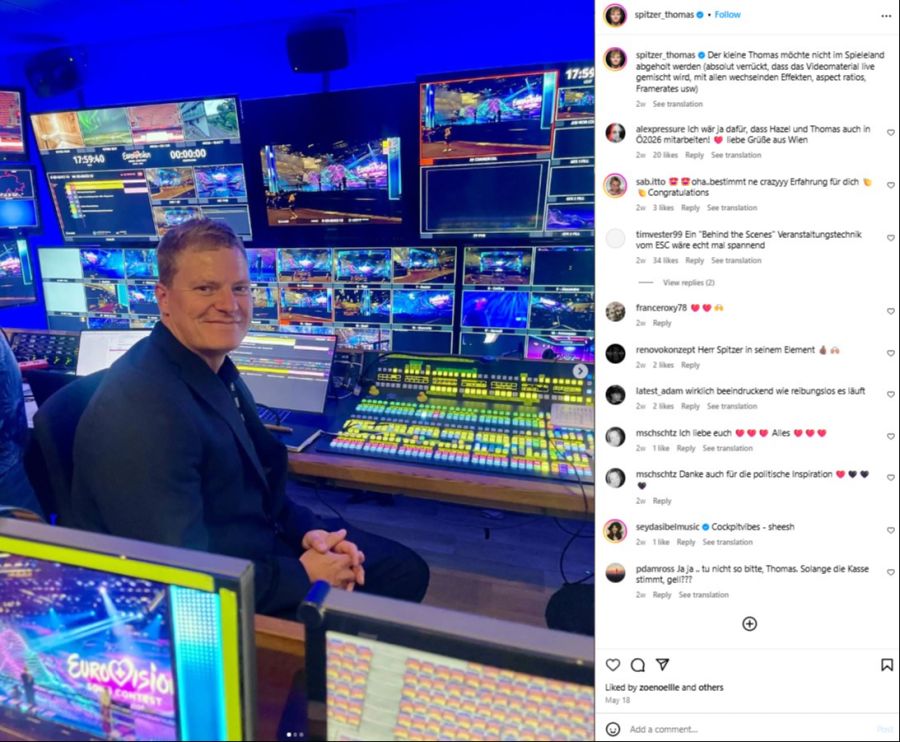 Hier ist Thomas Spritzer hinter den Kulissen der ESC-Organisation in Basel zu sehen.