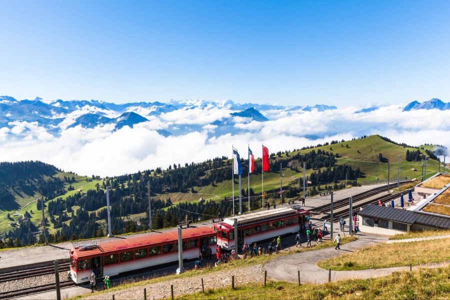 Zug Panoramaansicht Berg Tourismus