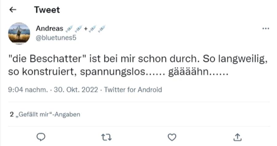 Auch ein weiterer User findet die Krimi-Serie langweilig.