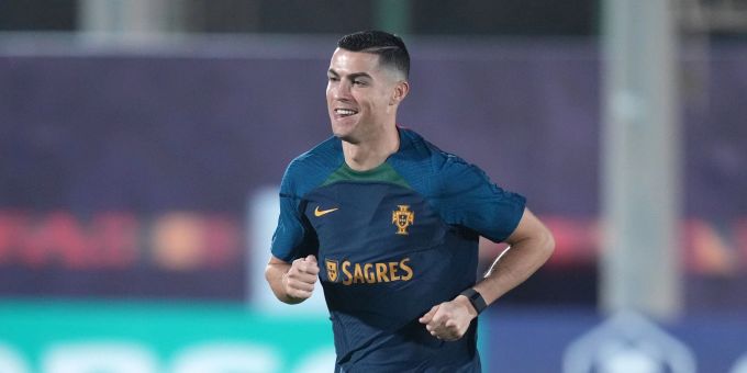 Cristiano Ronaldo zeigt sich beim Training Portugals in guter Form. Portugal-Star WM 2022