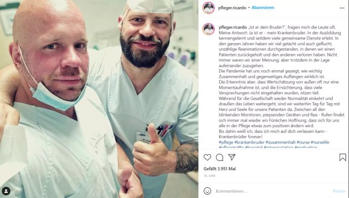 Ricardo Lange mit einem seiner Mitarbeiter auf der Intensiv-Station. Coronavirus