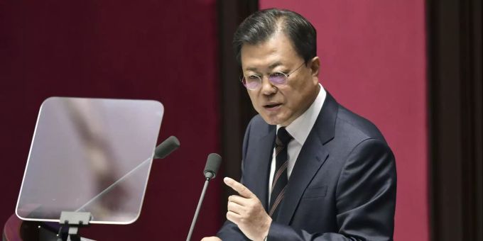 Südkoreas Präsident Moon Jae-in. South Korea Koreas Tensions