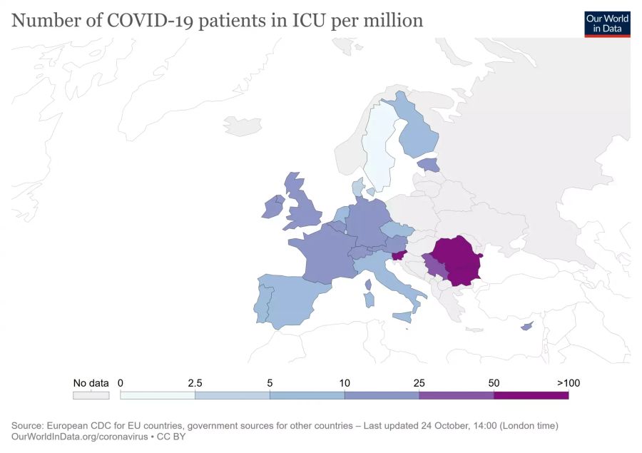 Die Intensivstationen sind besonders in Osteuropa aktuell stark ausgelastet.