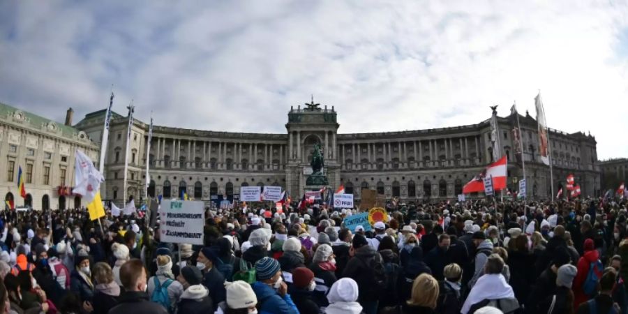 Demonstration gegen Corona-Massnahmen in Wien.