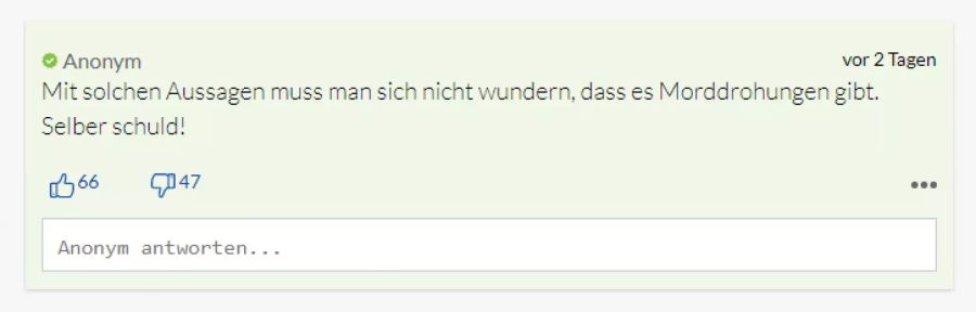 Die Reaktionen waren absehbar, findet dieser User.