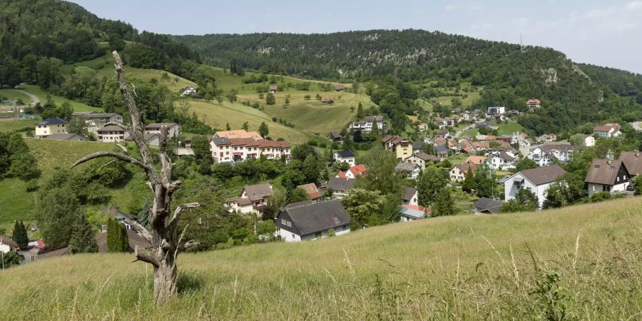 Blick nach Waldenburg von der Hauensteinstrasse aus.