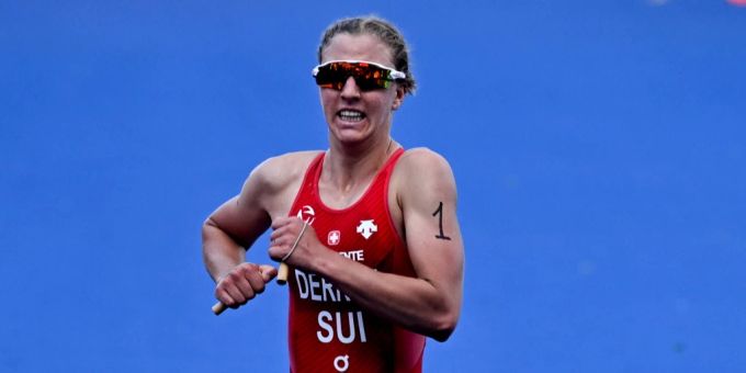 Julie Derron beim Triathlon an der EM in München. ulie derron triathlon
