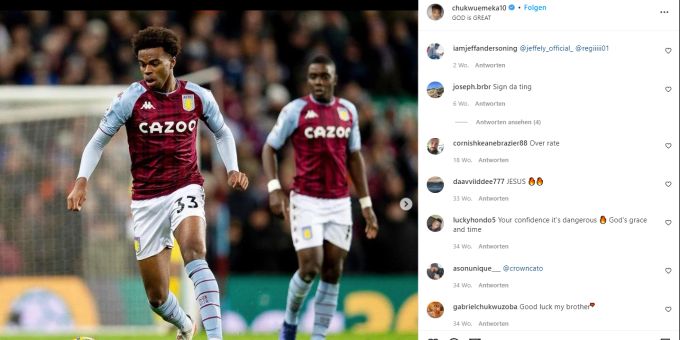 Carney Chukwuemeka im Einsatz für Aston Villa. fc chelsea