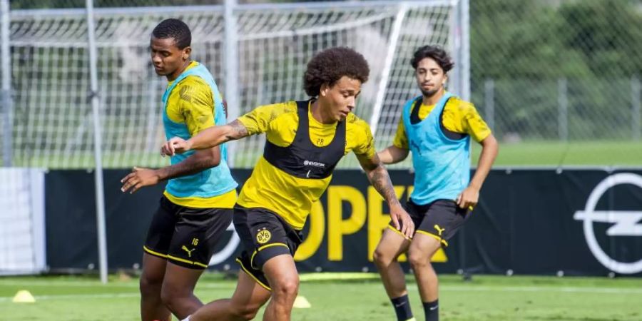 Fühlt sich beim BVB wohl: Axel Witsel (M.). Foto: David Inderlied