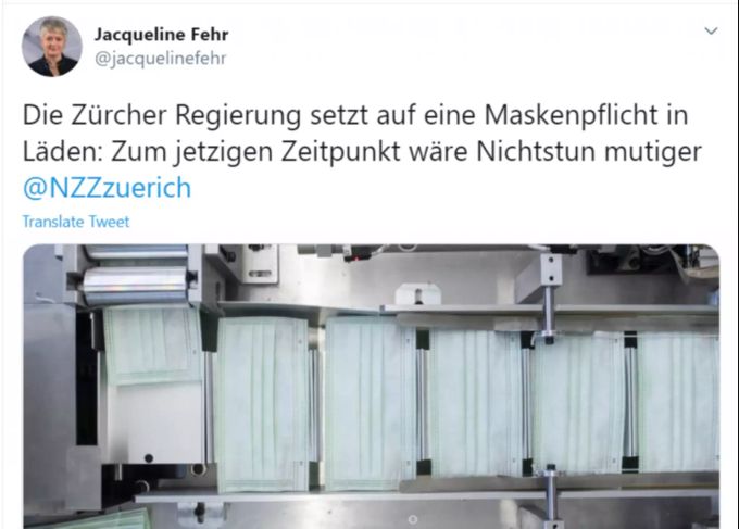 Der inzwischen gelöschte Tweet von Jacqueline Fehr. Jacqueline Fehr Tweet