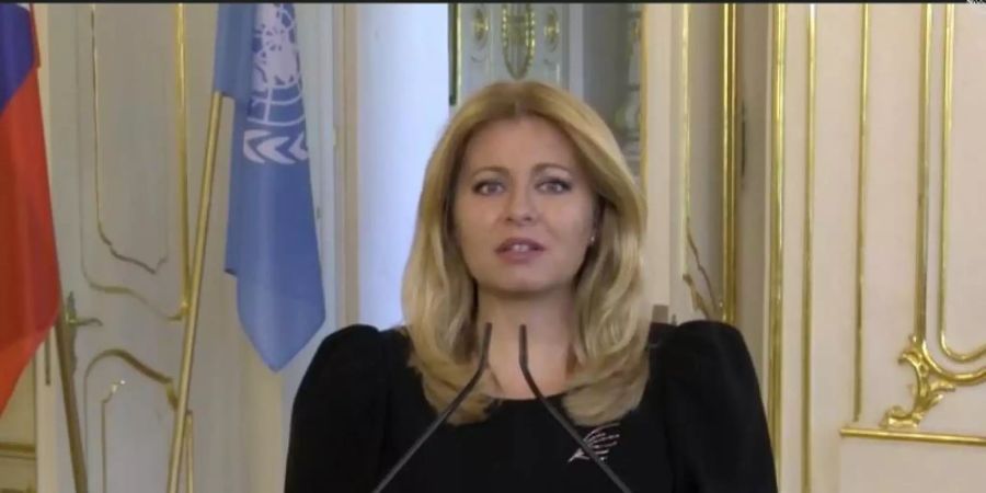 Die slowakische Präsidentin Zuzana Caputova hielt nach 50 Männern als erste Frau eine Rede bei der UN-Vollversammlung. Foto: Uncredited/UNTV/AP/dpa