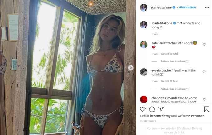 Sylvester Stallones jüngste Tochter Scarlet ist gerade erst 18 Jahre jung. Sylvester Stallone