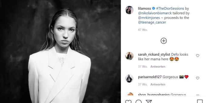 Lila Moss posiert für ein Bild. lila moss