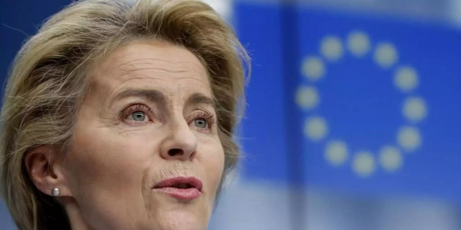 EU-Kommissionspräsidentin Ursula von der Leyen: Im Kampf gegen die Corona-Wirtschaftskrise haben sich die EU-Staaten auf das grösste Haushalts- und Finanzpaket ihrer Geschichte geeinigt. Foto: Stephanie Lecocq/EPA Pool/AP/dpa