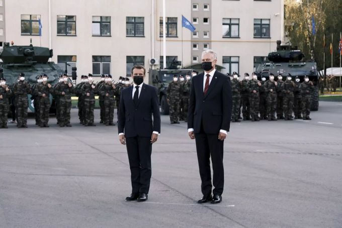Emmanuel Macron bei seinem Besuch in Litauen. Macron