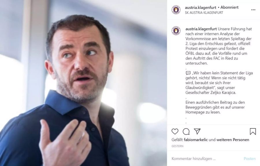 Austria Klagenfurt Zeljko Karajica