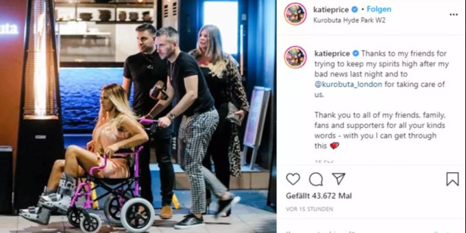 Katie Price (42) hat sich im Urlaub ihre Füsse gebrochen. katie price