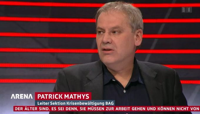 Patrick Mathys, Leiter Sektion Krisenbewältigung beim Bundesamt für Gesundheit, stellte in der «Arena» klar: «Unser aller Leben wird noch lange nicht normal weitergehen. Das Virus wird uns noch eine ganze Weile lang beschäftigen.» SRF «Arena» BAG